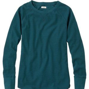 LLBean Women's Unshrinkable Mini-Waffle Tee, Long-Sleeve Crewneck size XL